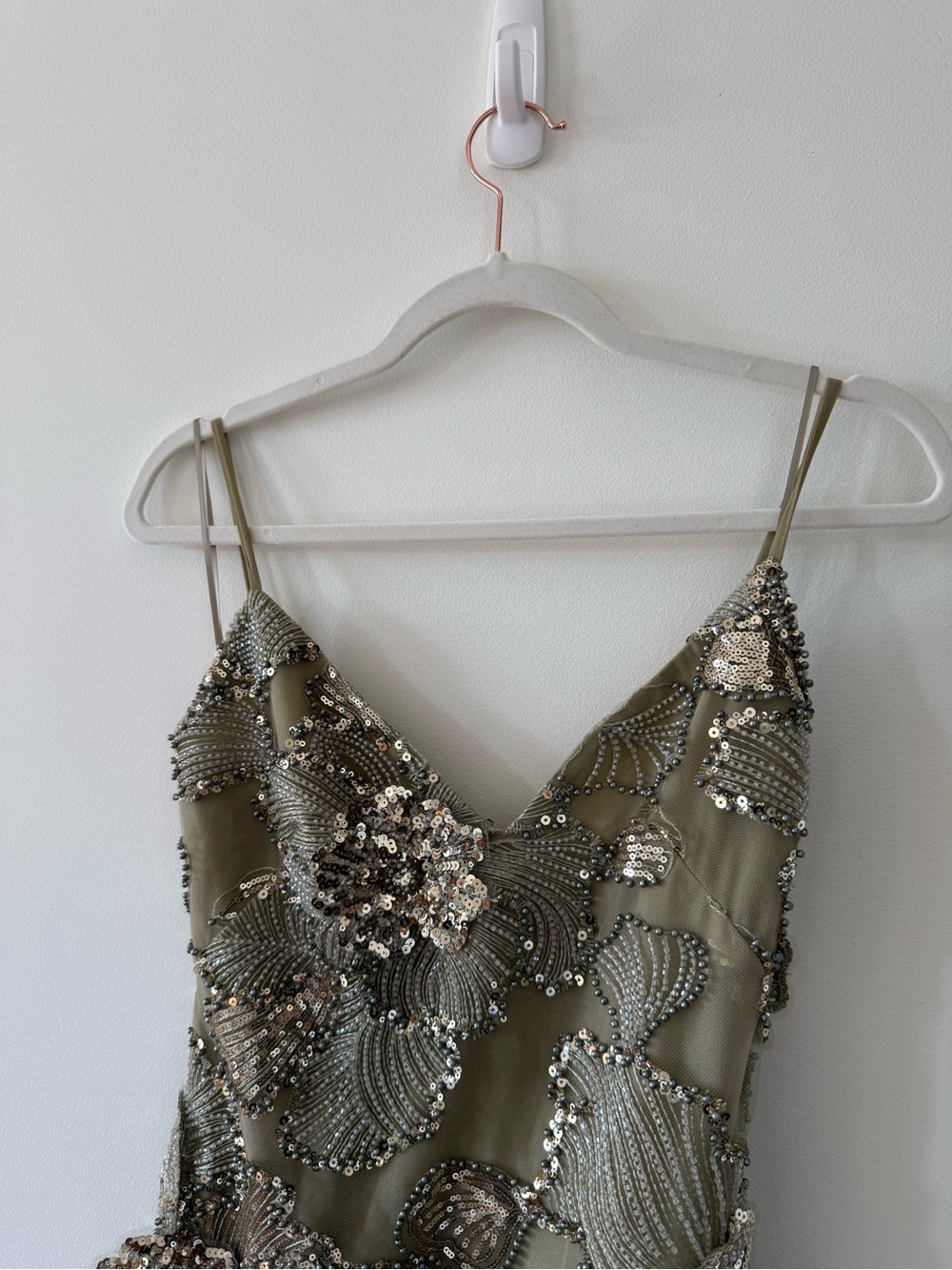 NEW Helsi Sage Green & Gold Beaded Floral Open Back Dress - XS - Picture 5 of 9